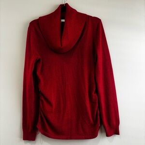 Michael Kors Red Shimmer Side Cinch Cowl  Pullover Turtleneck Sweater Size M.